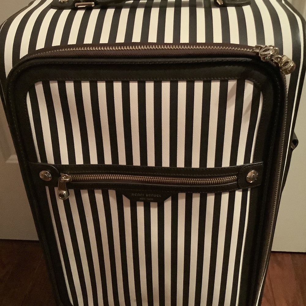 Henri Bendel Centennial Stripe Carry On Wheelie Luggage